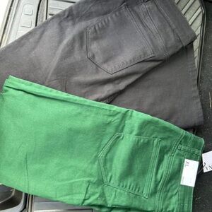 Zenana Outfitters Black and Green Flare Jeans